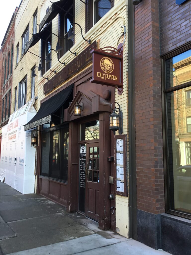 Jolly Pumpkin wall sign in Ann Arbor, MI