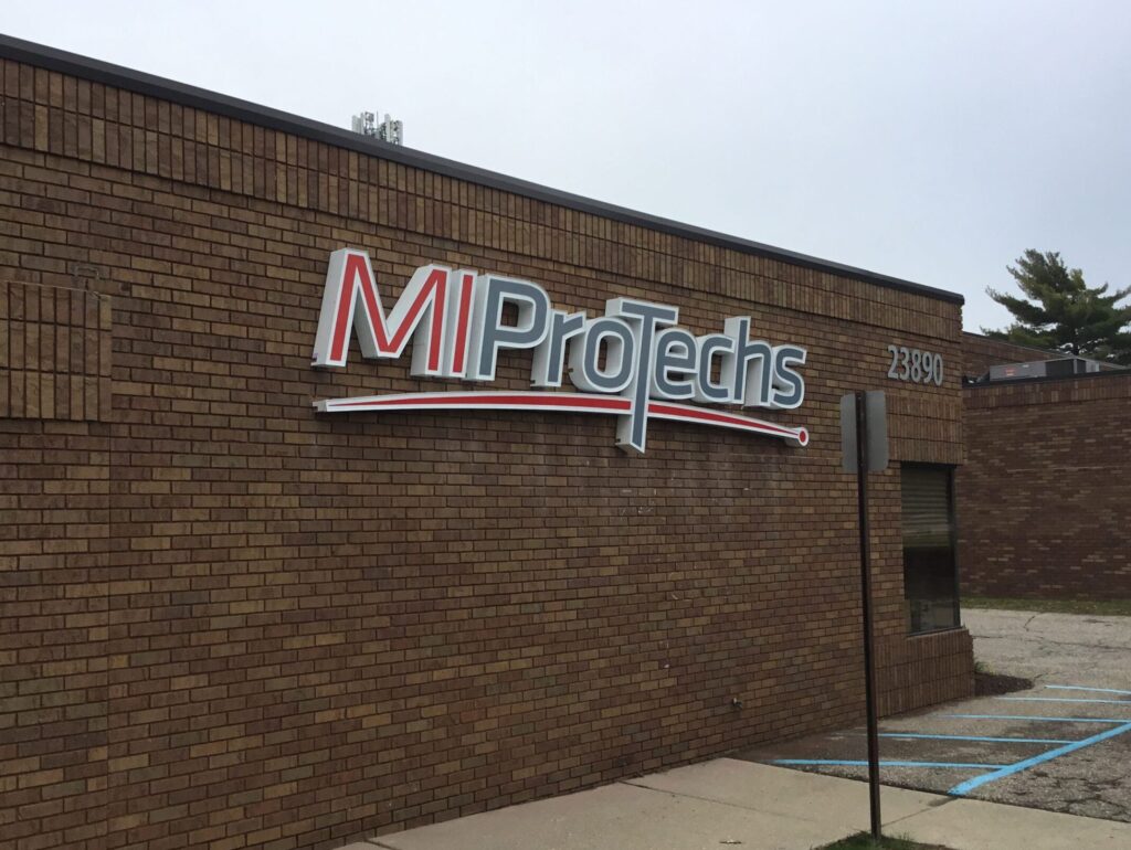 MI Pro Techs wall letters in Farmington Hills, MI