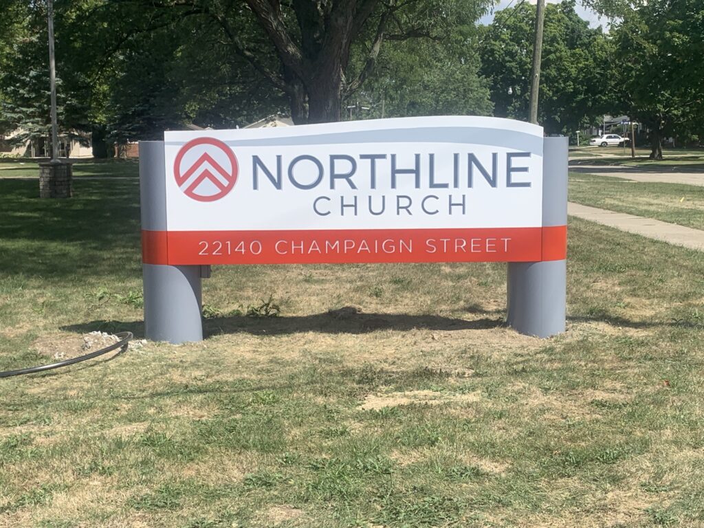 Northline Church monument sign in Taylor, MI