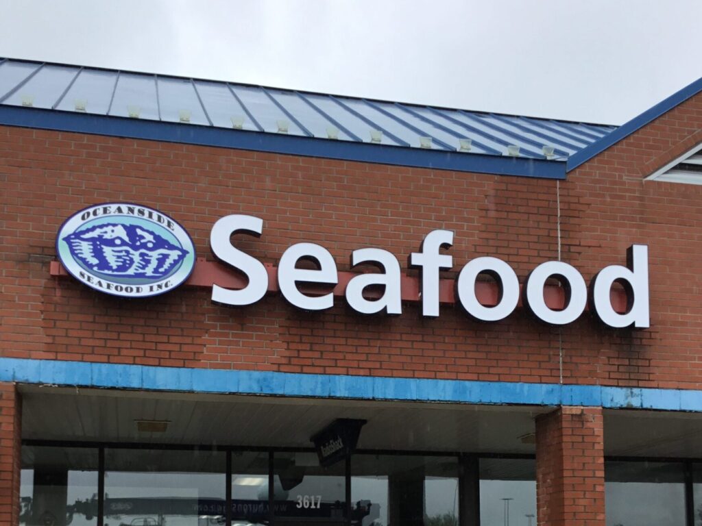 Oceanside Seafood wall letters in Howell, MI