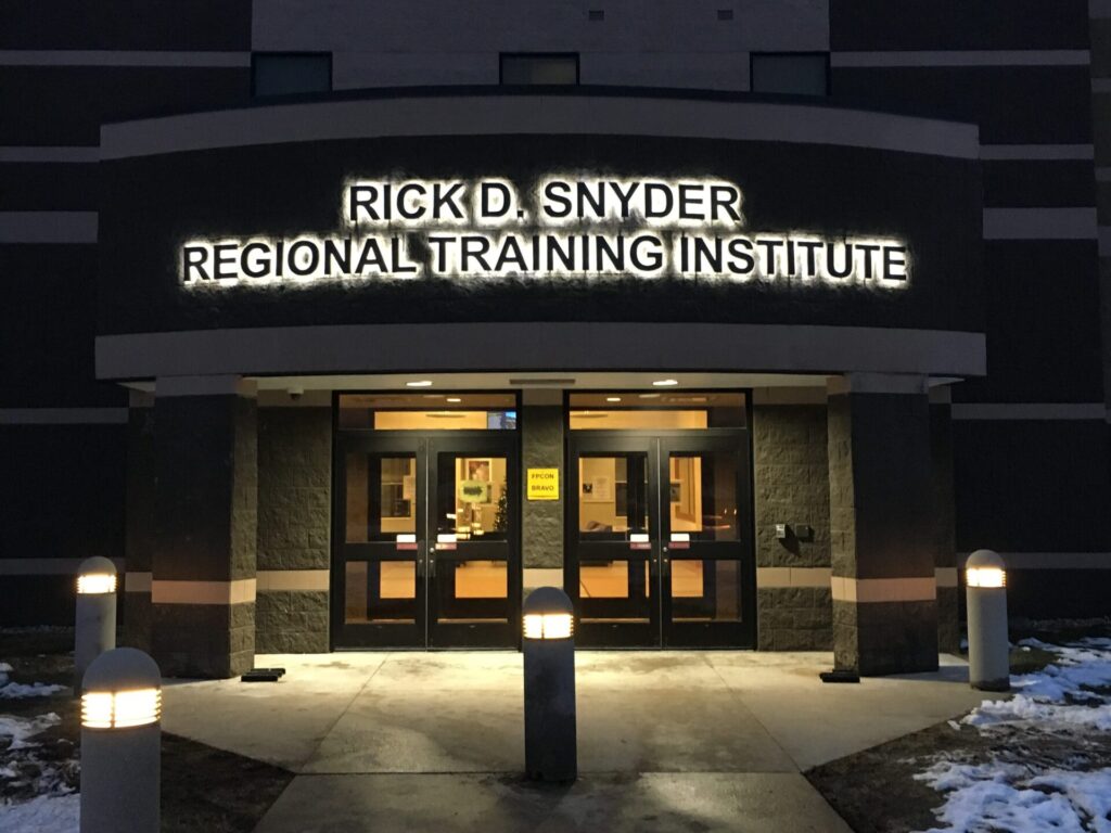 State of Michigan DMVA wall letters in Augusta, MI