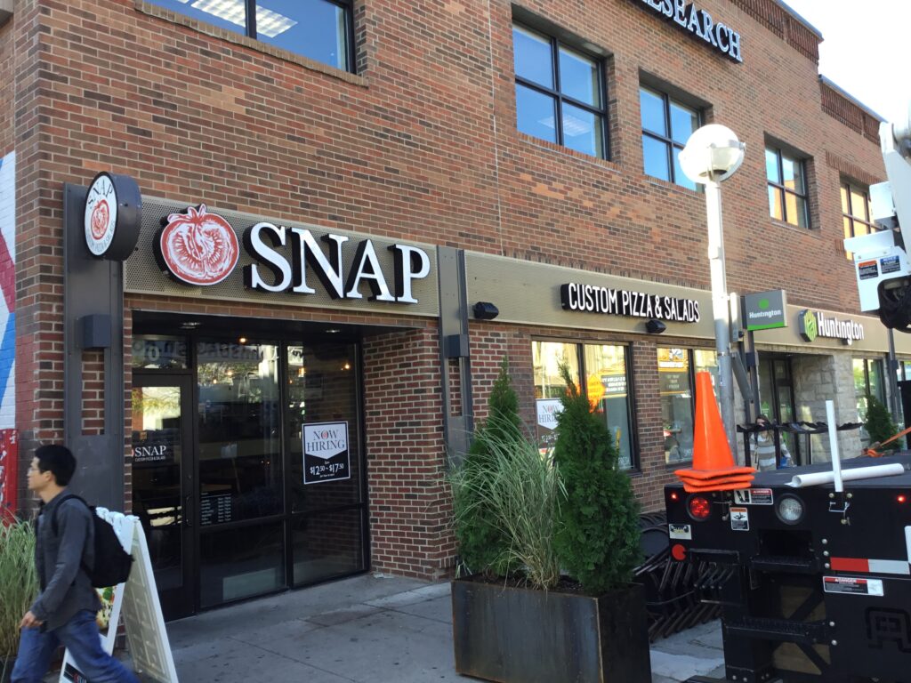 Snap Pizza wall letters in Ann Arbor, MI