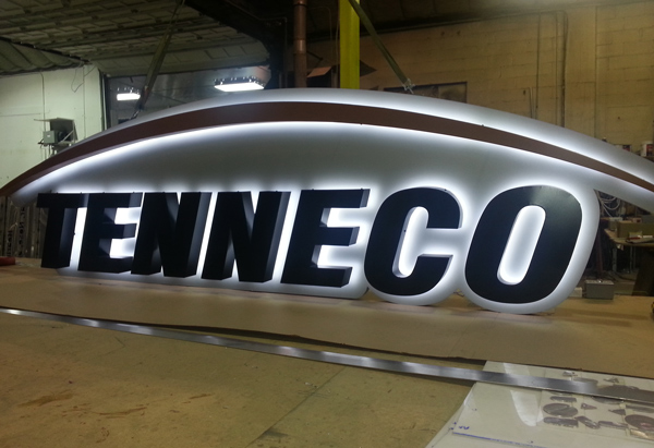 Tenneco wall sign in Grass Lake, MI