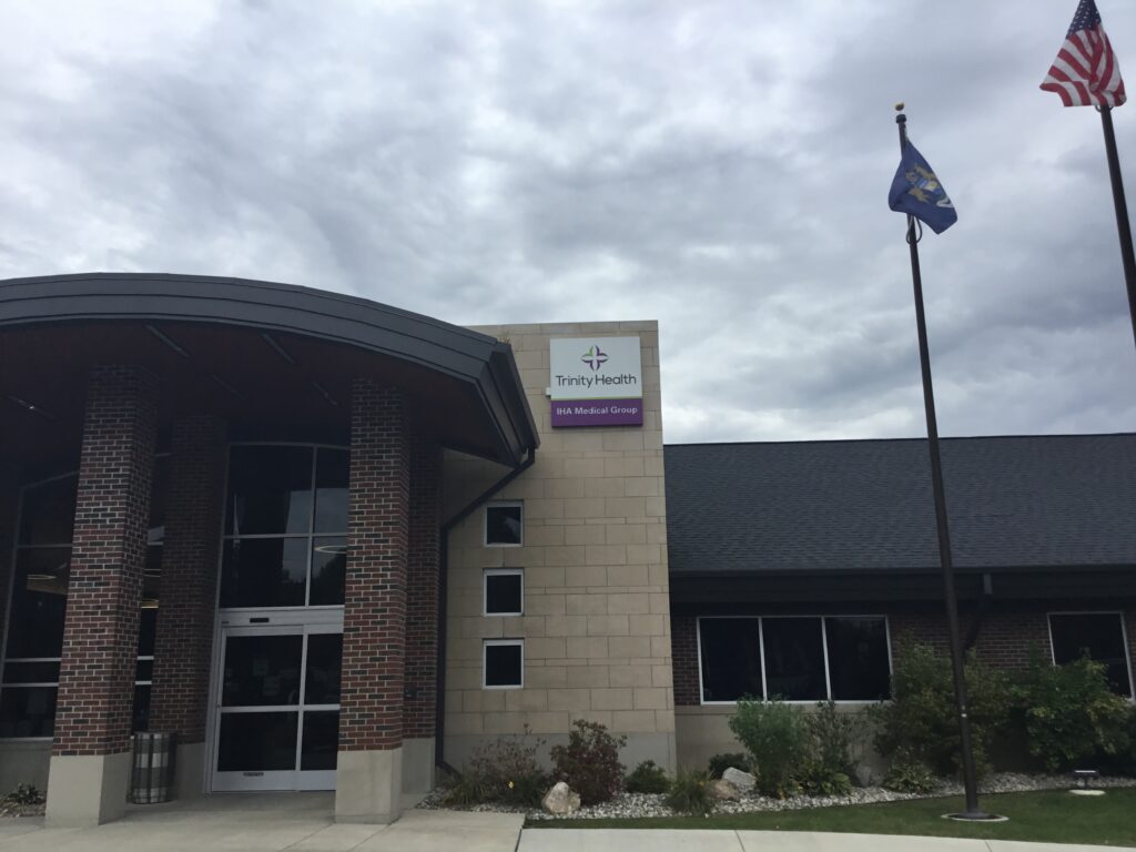 Trinity Health IHA wall sign in Pickney, MI