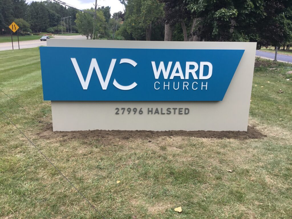 Ward Church monument sign in Farmington Hills, MI