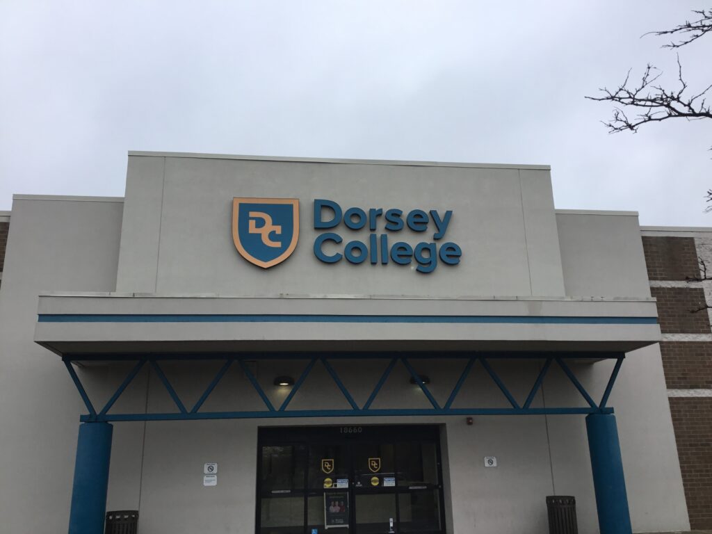 Dorsey College wall letters in Detroit, MI