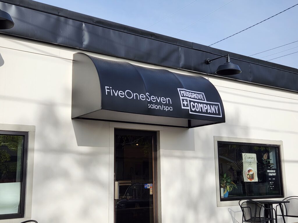 FiveOneSeven Salon and Musgrove Company awning in Jackson, MI