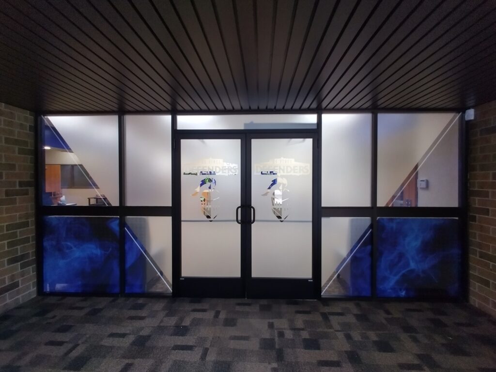 Da Vinci High School frosted vinyl door graphics in Jackson, MI