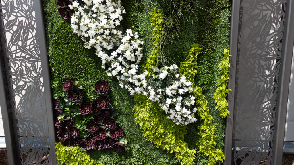 Up close view of plant wall frame at the Village of Rochester Hills in Rochester, MI